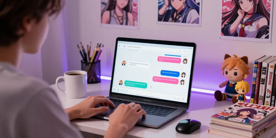 Engaging chat interaction with ecchi AI in a cozy bedroom.