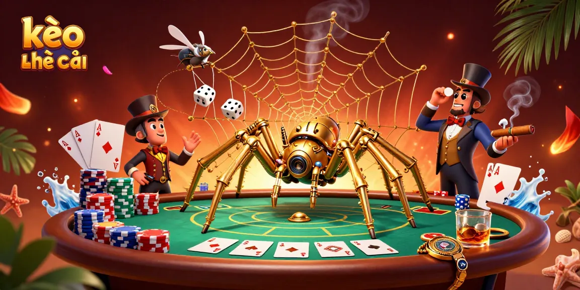 Engage with the exciting kèo nhà cái scene featuring a steampunk spider and poker chips.