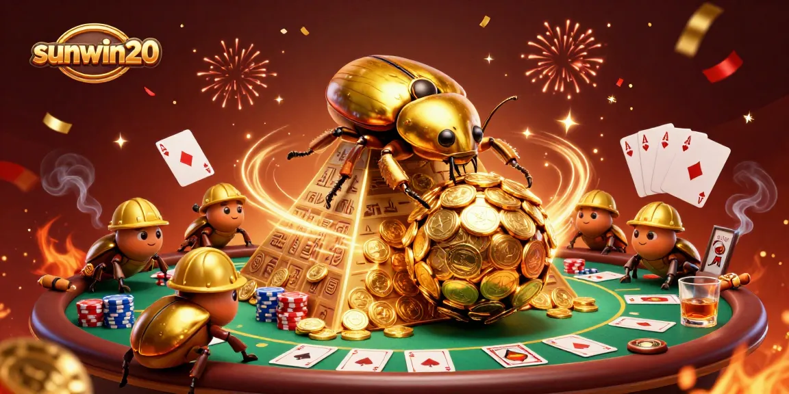 Experience the thrill of gambling with sunwin20 in a vibrant casino world filled with golden coins and poker elements.